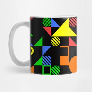 Primary Color Neo Geo Shapes in Black Green Yellow Blue Red Mug